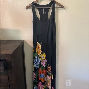 Anthropologie Black Maxi Dress with Multicolor Floral Pattern